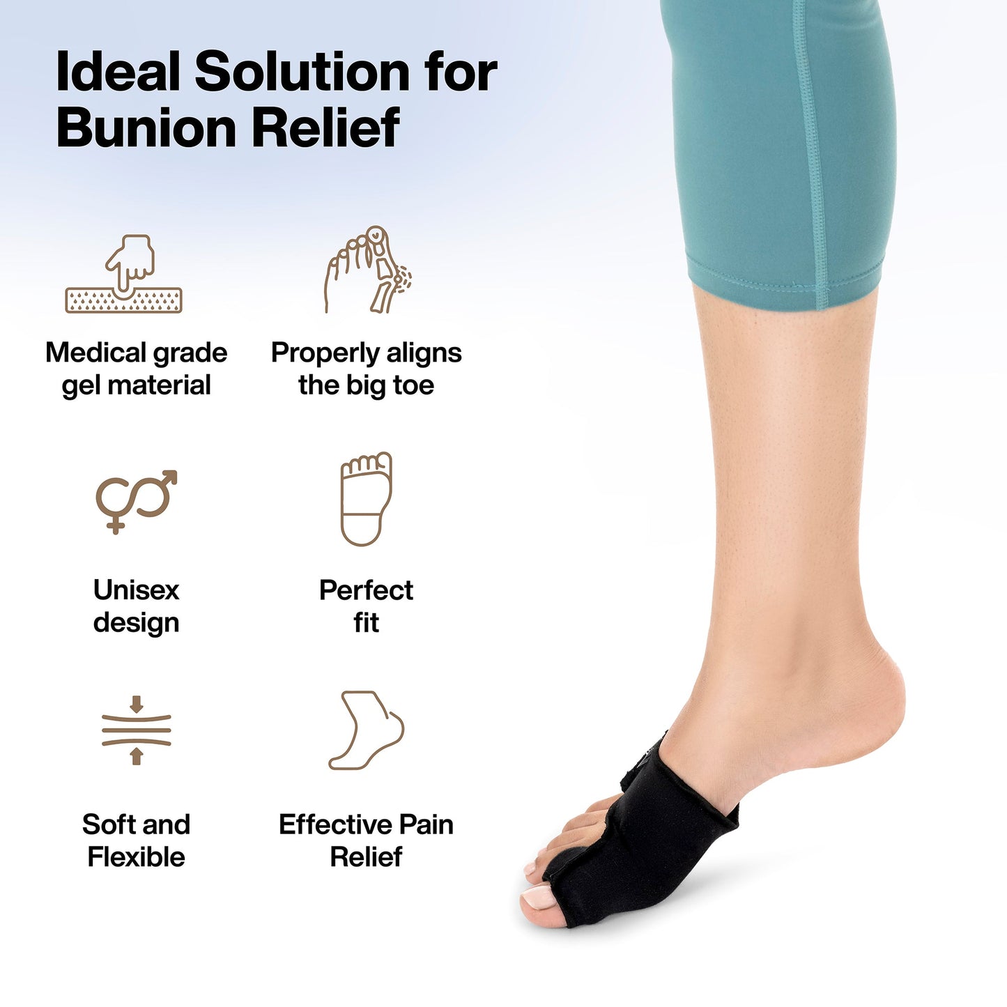 Bunion Corrector Cotton Sleeves with Gel Toe Separator and Gel Guard Pad