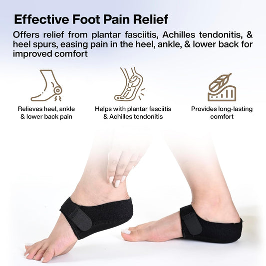 Heel Cup Sleeve with Gel Padding for Plantar Fasciitis & Heel Pain Relief - Breathable Neoprene Fabric, Heel Protector for Men & Women - Shock Absorbing, Non-Slip Design