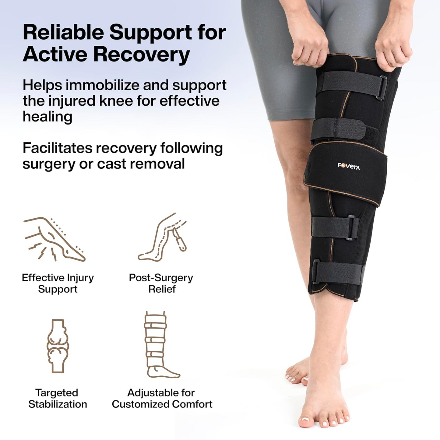 Knee Immobilizer Brace for Knee Support – Stabilizer Splint for Dislocation, Ligament Tear, & Injury Recovery