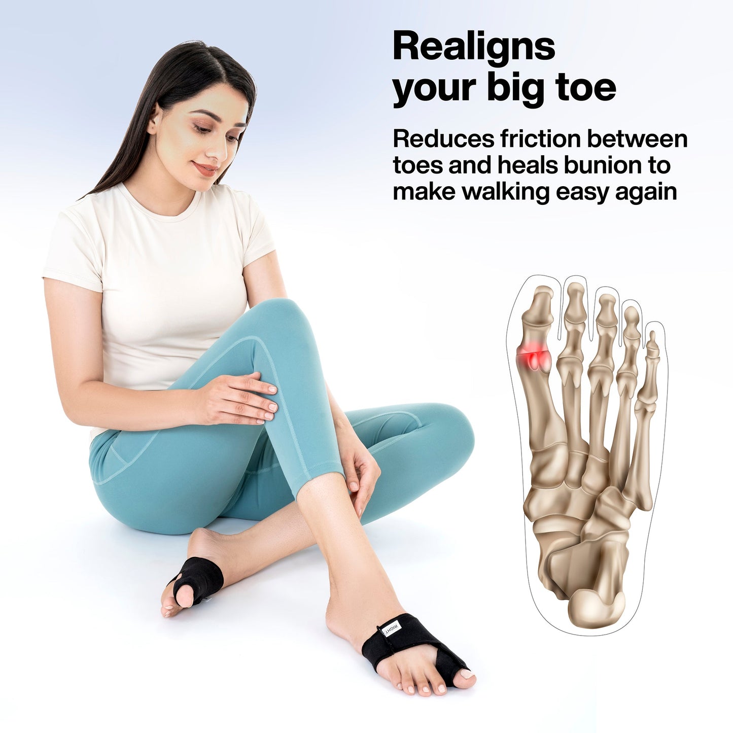 Bunion Corrector Cotton Sleeves with Gel Toe Separator and Gel Guard Pad