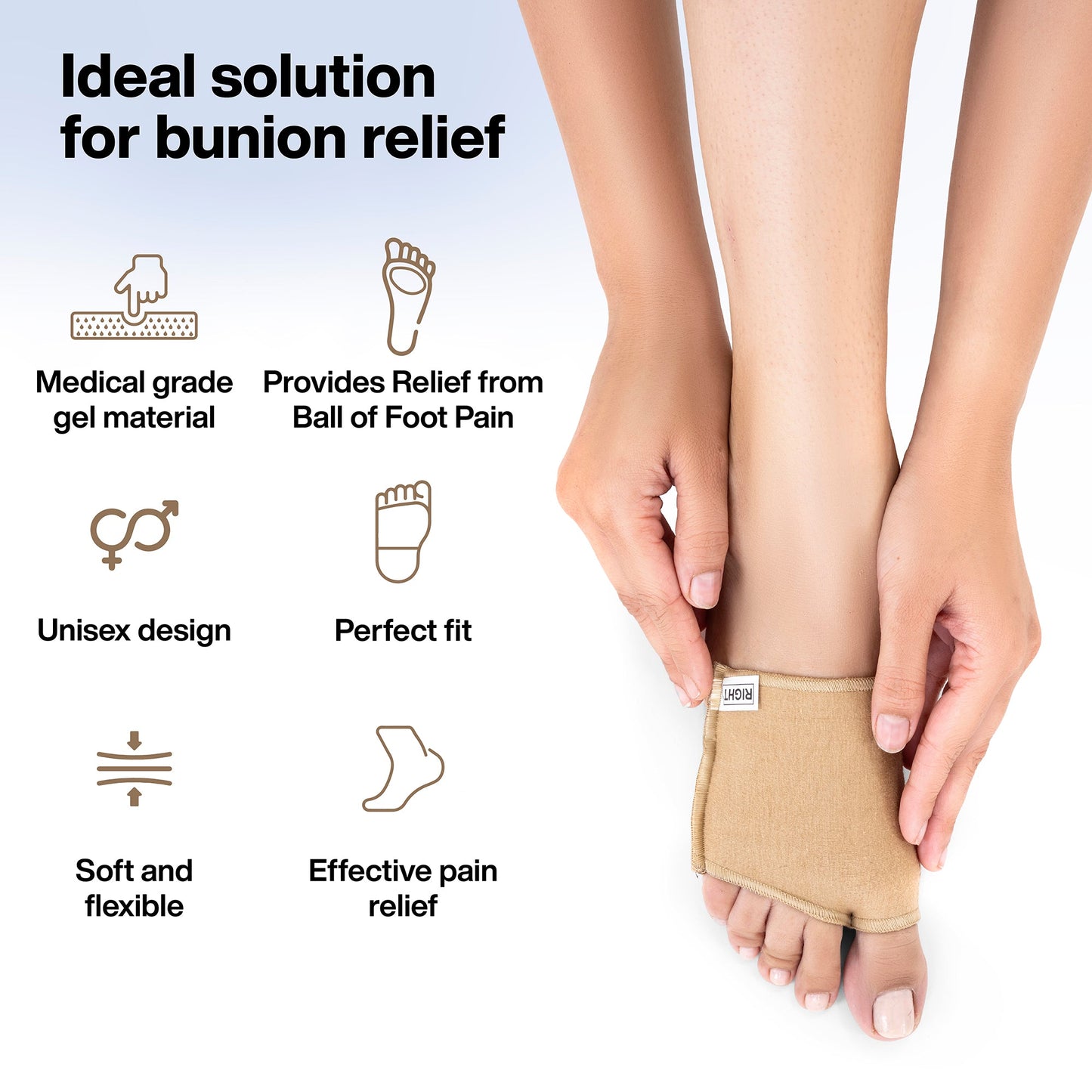 Gel Metatarsal Cotton Sleeves with Ball of Foot Cushion for Metatarsalgia Pain Relief