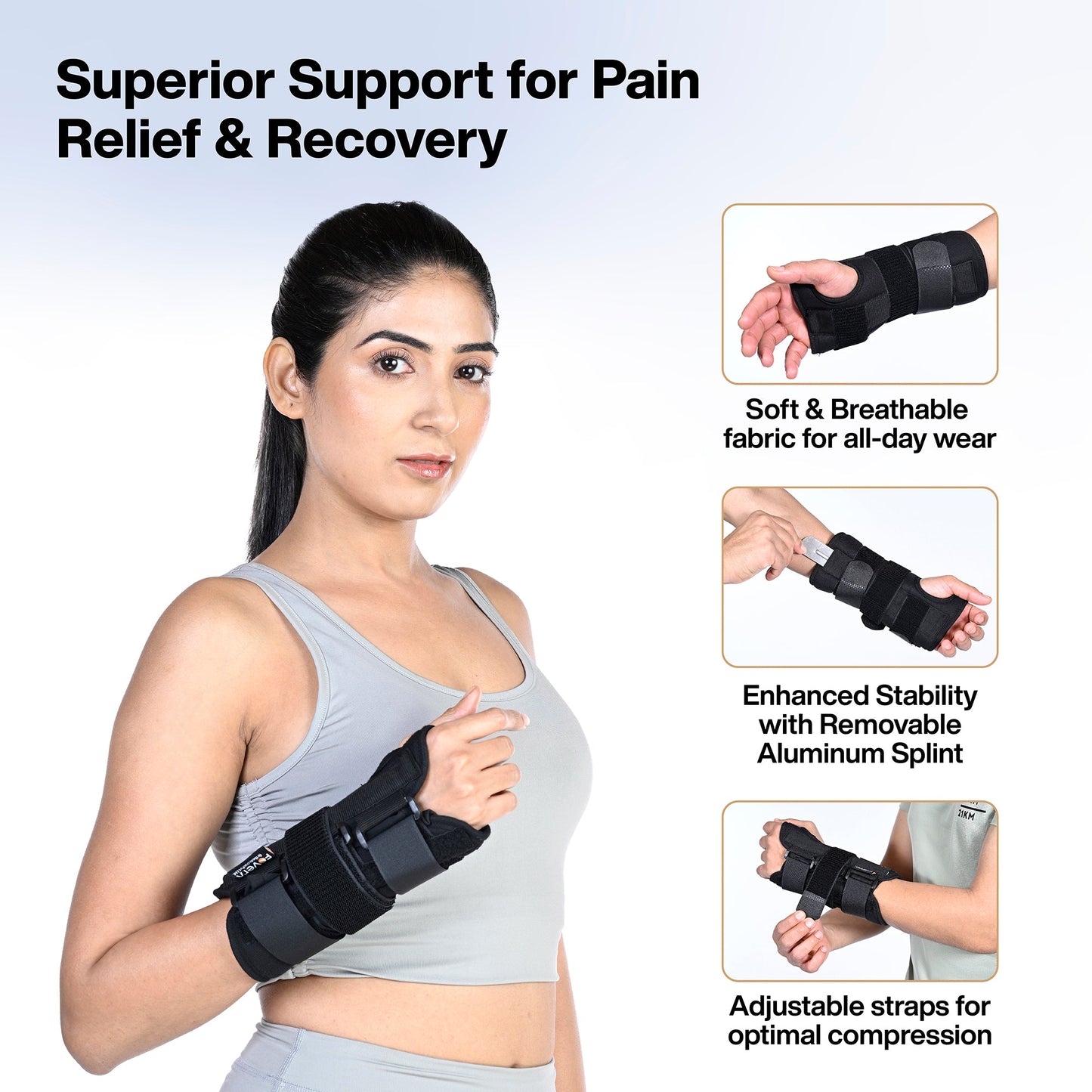 Wrist Splint Brace for Carpal Tunnel | Adjustable Wrist Support Brace with Splints | Hand Support for Arthritis, Tendonitis, Sprain, Injuries & Wrist Pain