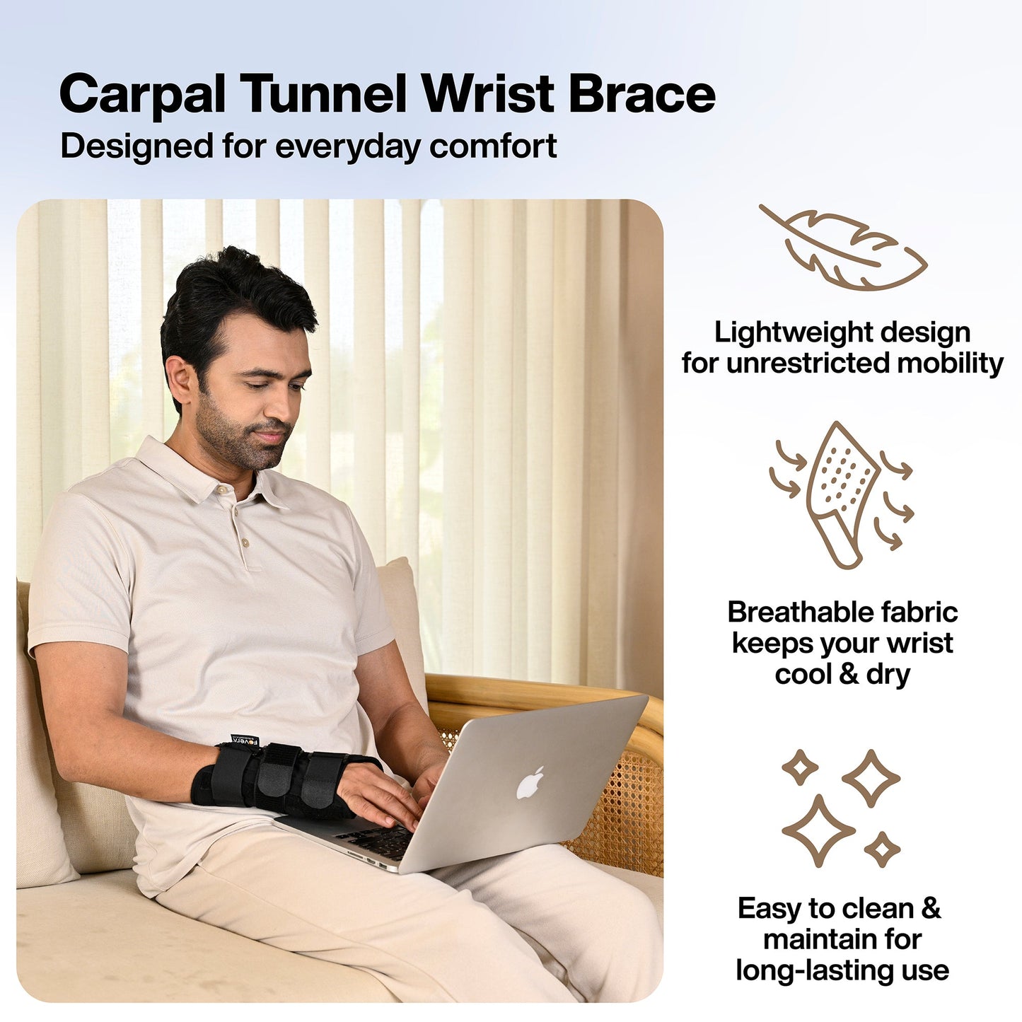 Wrist Splint Brace for Carpal Tunnel | Adjustable Wrist Support Brace with Splints | Hand Support for Arthritis, Tendonitis, Sprain, Injuries & Wrist Pain